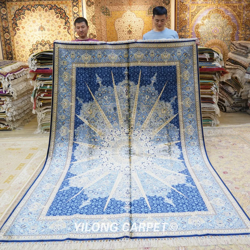 

YILONG 6'x9' Antique turkish silk carpets handmade Persian 100% silk rug for sale (YWX129A)