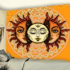 Гобелен с изображением Луны, мандалы, черно-белый, солнце, Бог, печатная роспись, богемный Таро, карточка, гобелен, фон, украшение для стены, ковра