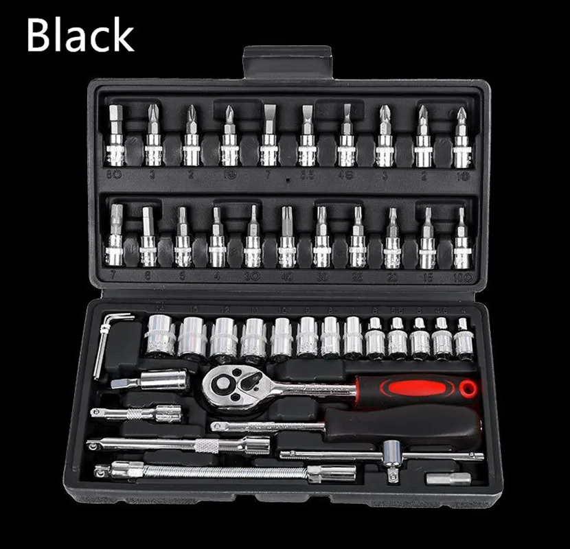 

MOYOTEC 46Pcs Hand Tools Set Car Repair Tool Kit Set General Household Repair With Socket Wrench Screwdriver