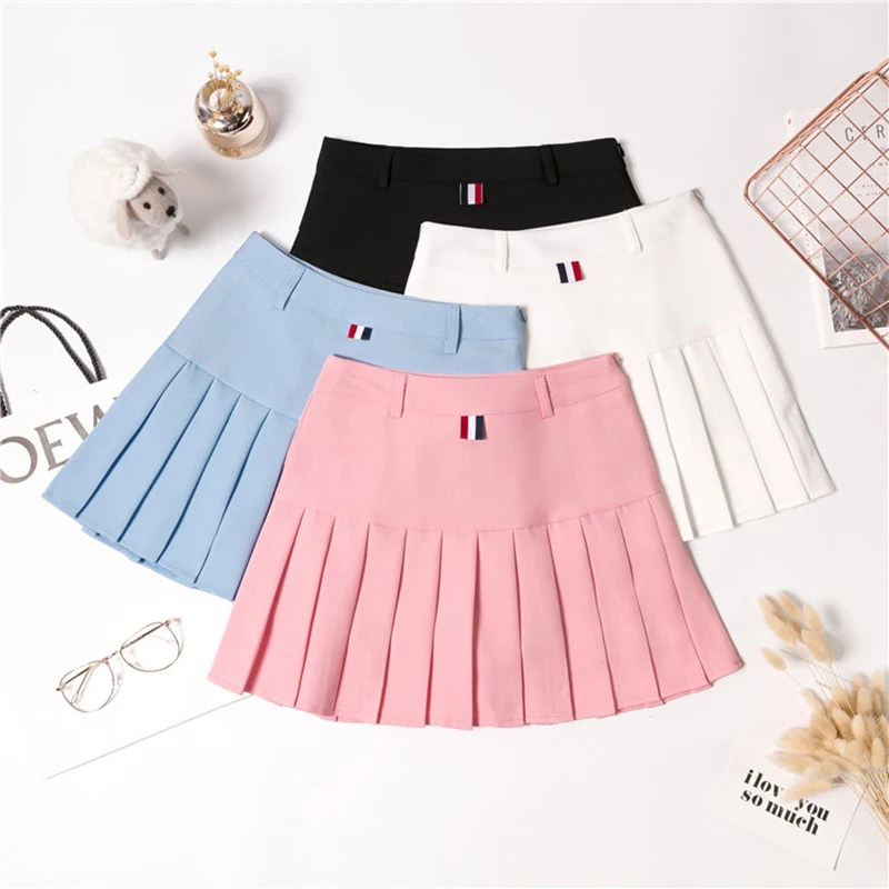 

Harajuku Tartan Pink Women Skirt Sexy Plaid Pleated Skirts Fashion Mini Dance Skirt Side Button High Waist School Skirts Female