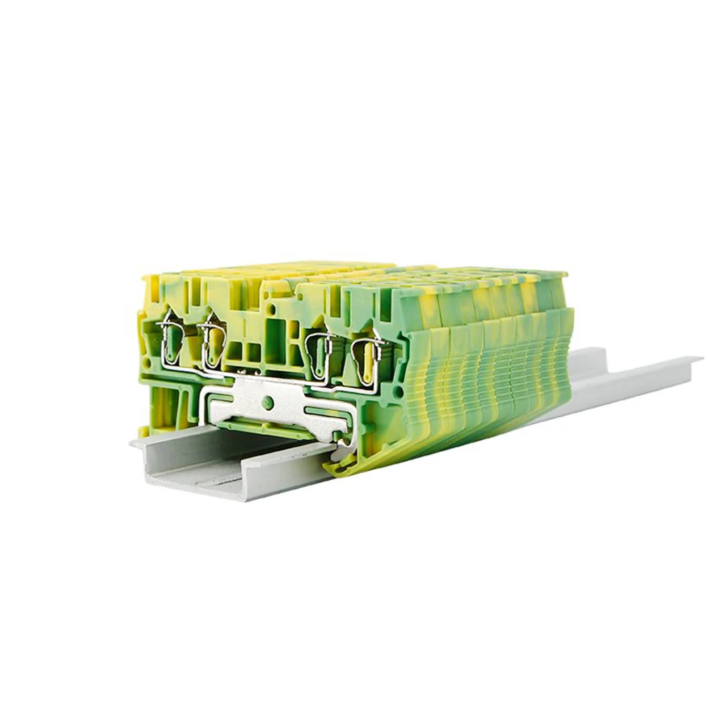 

Din Rail Terminal Blocks ST-2.5QUATTRO-PE Connectors Return Pull Type Four Conductor Spring PE Ground Terminal Blocks 10 Pcs