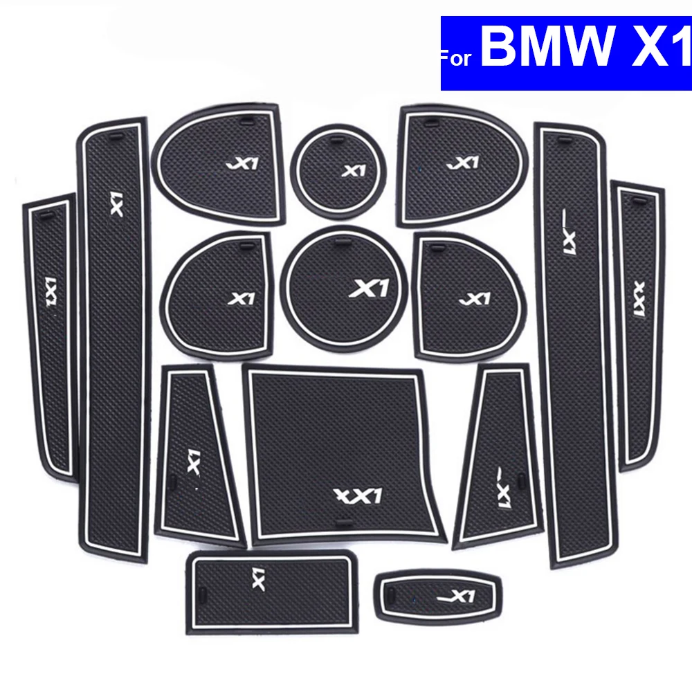 

Car Non-slip Door Gate Slot Mats Carpets Cup Holder Pads with X1 M Logo For BMW X1 2011~2013 2014 2015 2016 2017 Door Groove Mat