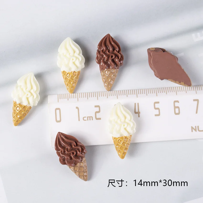 10 шт./лот Подвеска из смолы в виде мороженого с плоским основанием для украшения