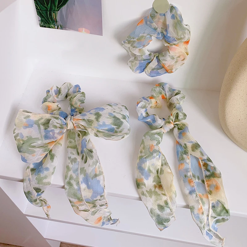 

Fashion Oil Painting Bowknot Elastic Headband Women Hair Ties Scrunchies Ponytail Holder for Lady Hair Bands Hair Accessories