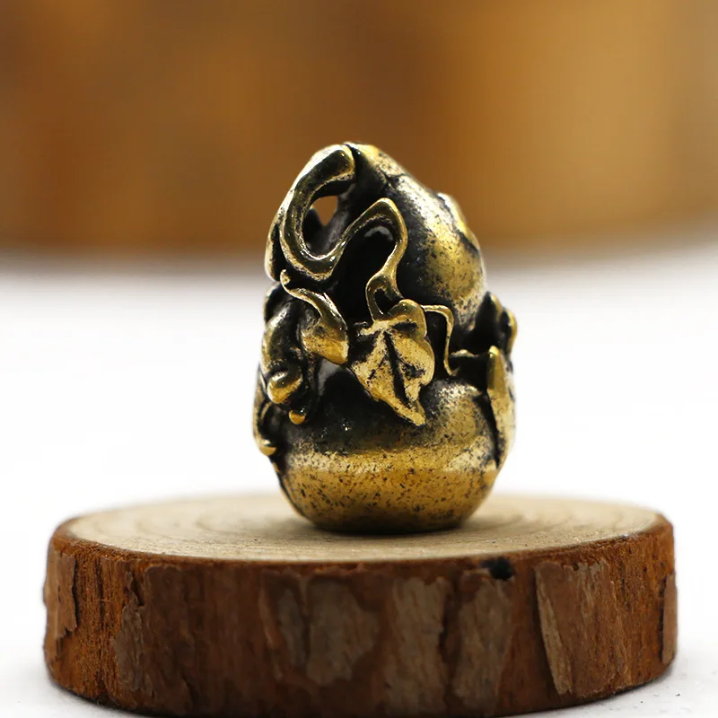 Античная твердая латунная тыква фигурки ретро медное животное чай домашнее