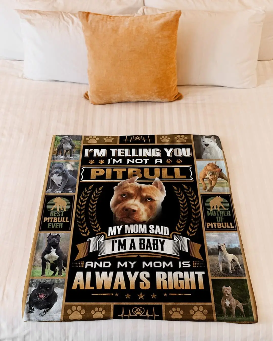 Одеяло с принтом I'm A Baby and My Mom is Always Right покрывало питбуля животного плюшевое