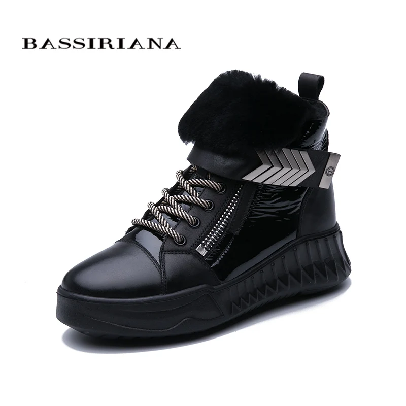 BASSIRIANA2019новая зимняя кожа натуральная шерсть женская обувь кожаные нескользящие