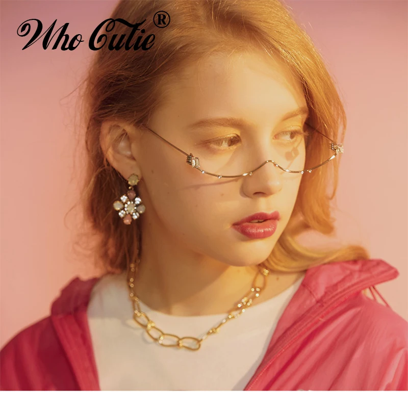 Женская полуоправа без линз в стиле ретро брендовые дизайнерские стразы форме