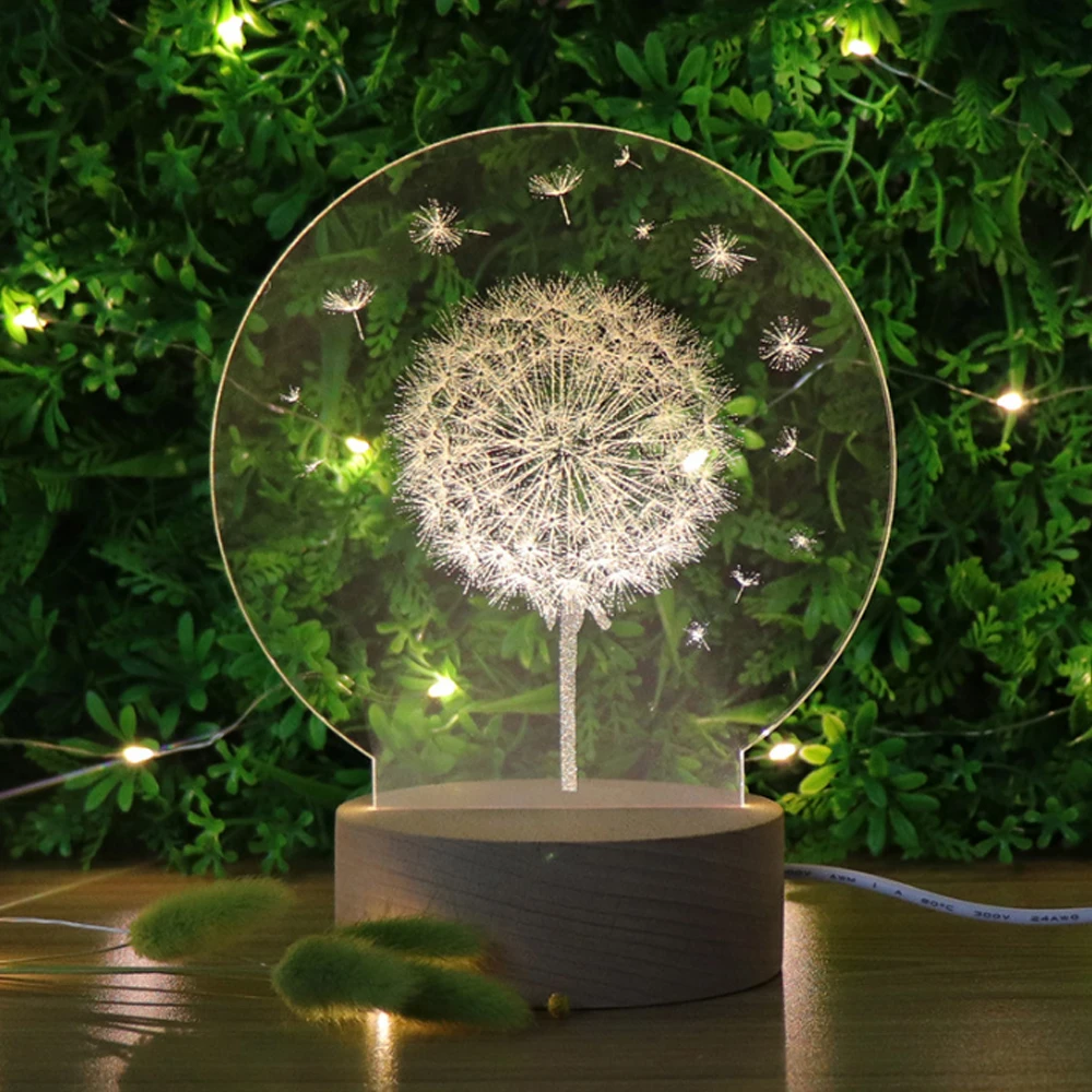 Акриловый ночник 3D для спальни декоративный прикроватный светильник в виде