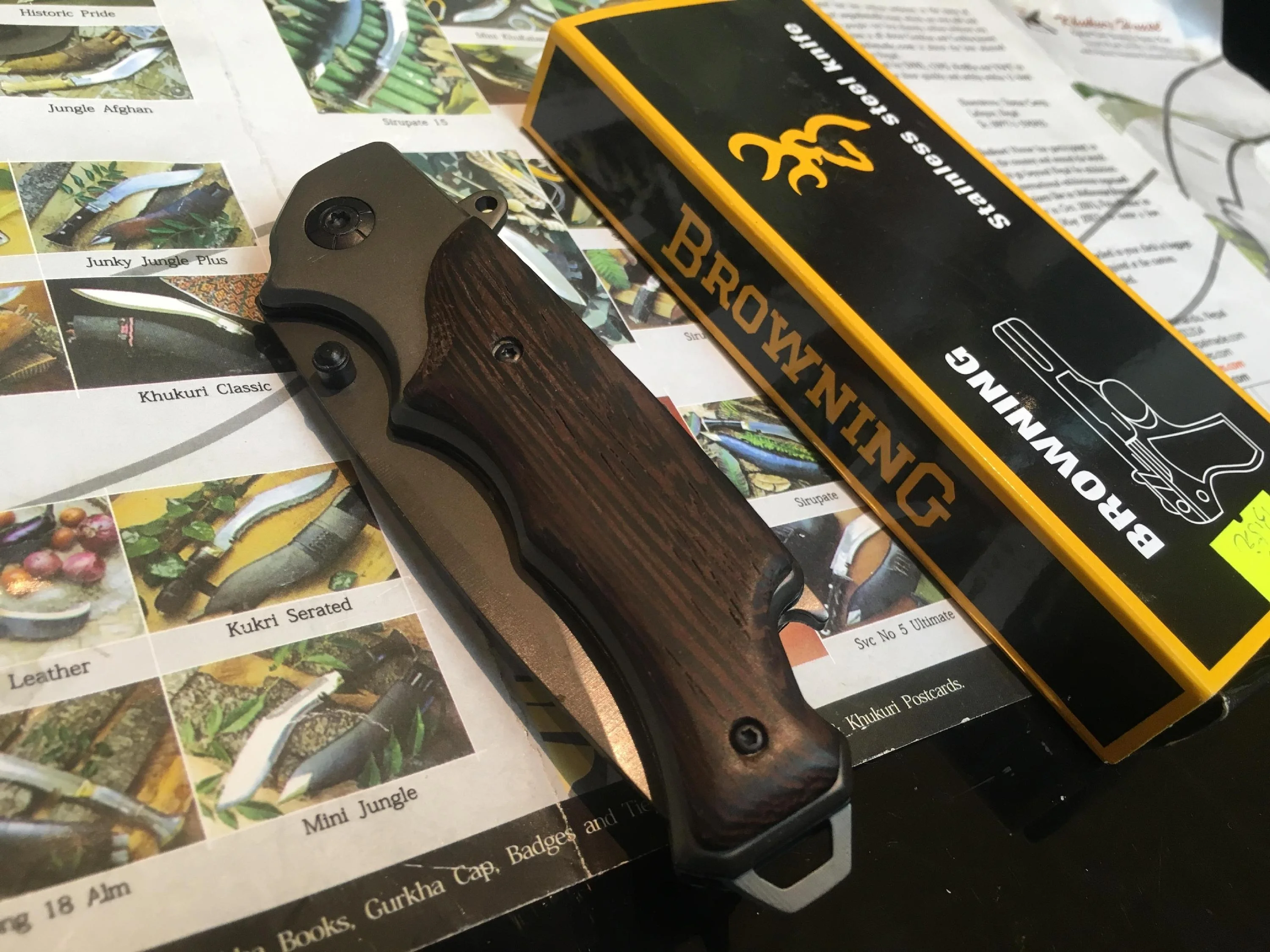

New Tactical Folding Blade Edge Pocket Cleaver Knife Wood Handle Self Defense Hunting Camping Outdoor Pocketknife