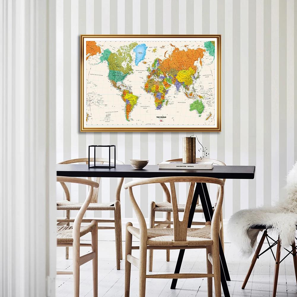 A2 размер карта мира винтажный настенный плакат и принты холст живопись гостиная