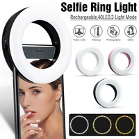 40 led mobile phone selfie ring flash lens beauty fill light lamp portable clip for photo camera for cell phone charged