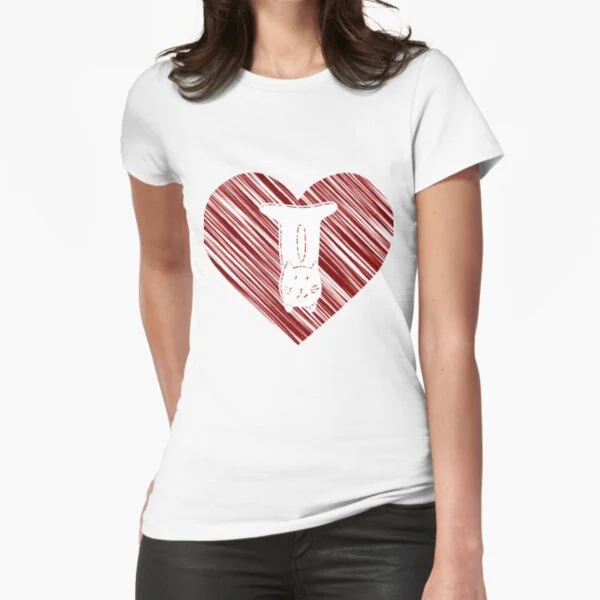 

Cat Letter T White Text Funny Cute Typography Heart Design T-Shirt Print Top