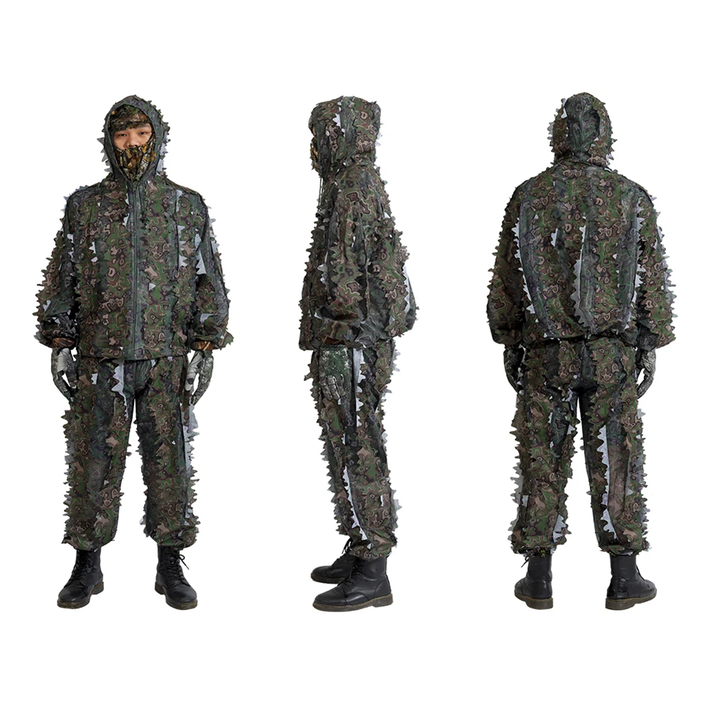 

Outdoor 3D Ghillie Suit Camouflage Clothes Jungle Suit CS Training Leaves Leaf-Shaped Clothing Hunting Suit Pants Unisex Clother