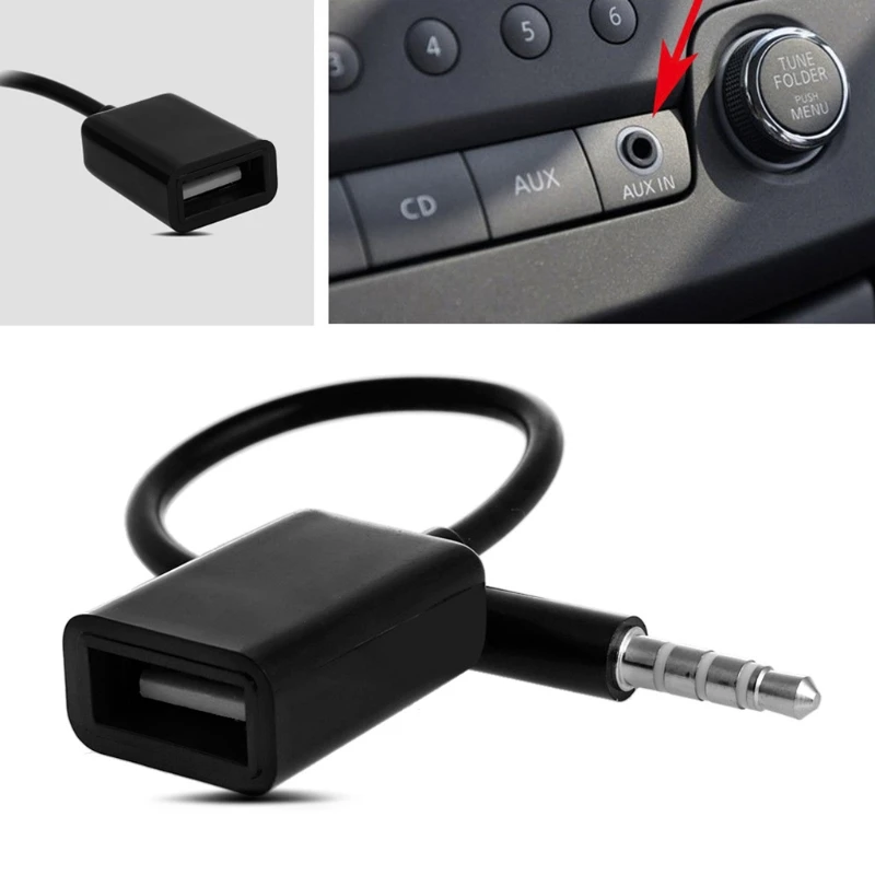 

3.5mm Male AUX Plug Jack To USB 2.0 Female Converter Cable Cord Car MP3