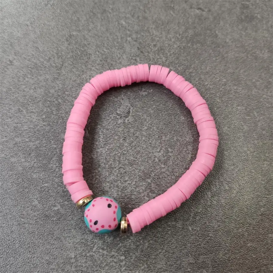pink starfish Новая мода резиновое покрытие эластичный браслет из бусин с красочными большими кисточками для женщин Летний пляж призвание ювелирные изделия - Окраска металла: pink starfish