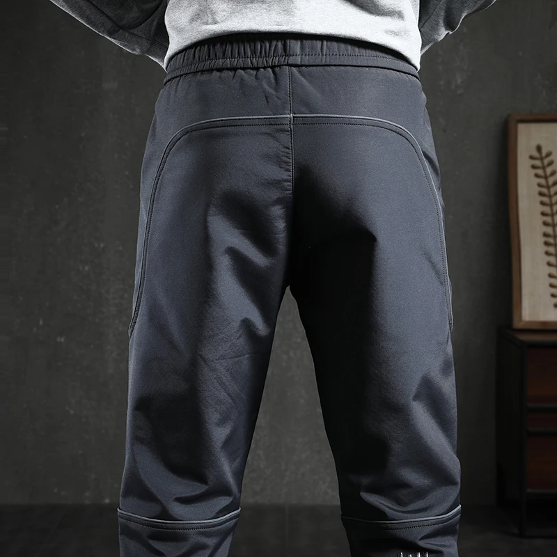

2021 Sports Casual Pants Men Plus Plush Thickening Warm Slim Autumn and Winter Male Small Foot Cotton Trousers Handsome Splicing