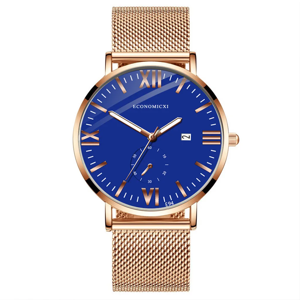 Модные простые часы из нержавеющей стали со светящимся маленьким циферблатом