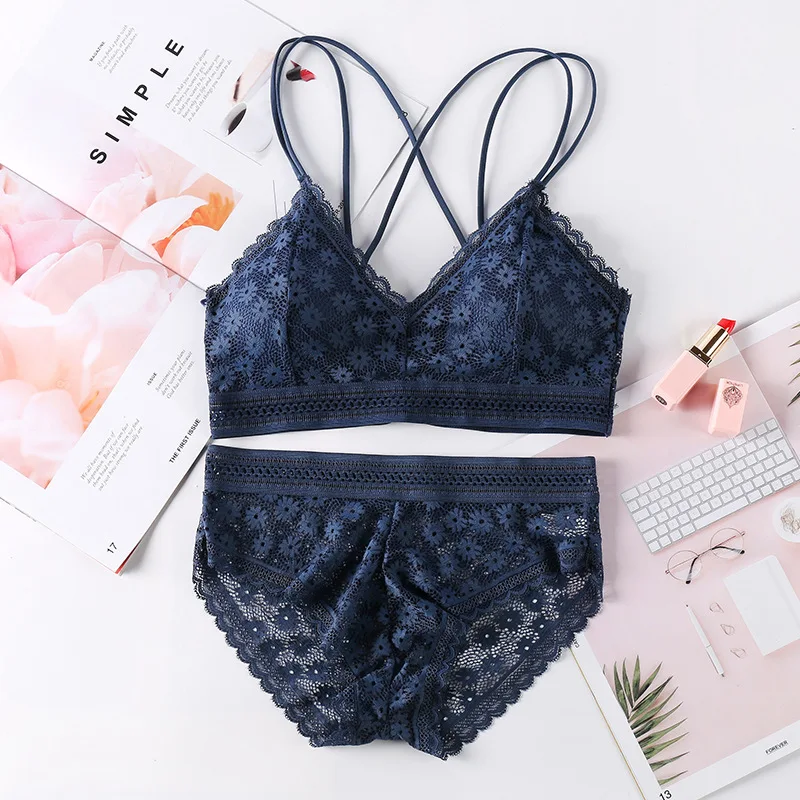 

Beauty Back Sexy Women's Underwear Set Transparent Lace Push-up Bra and Panty Sets Female Brassiere Embroidery Lingerie Set Bra