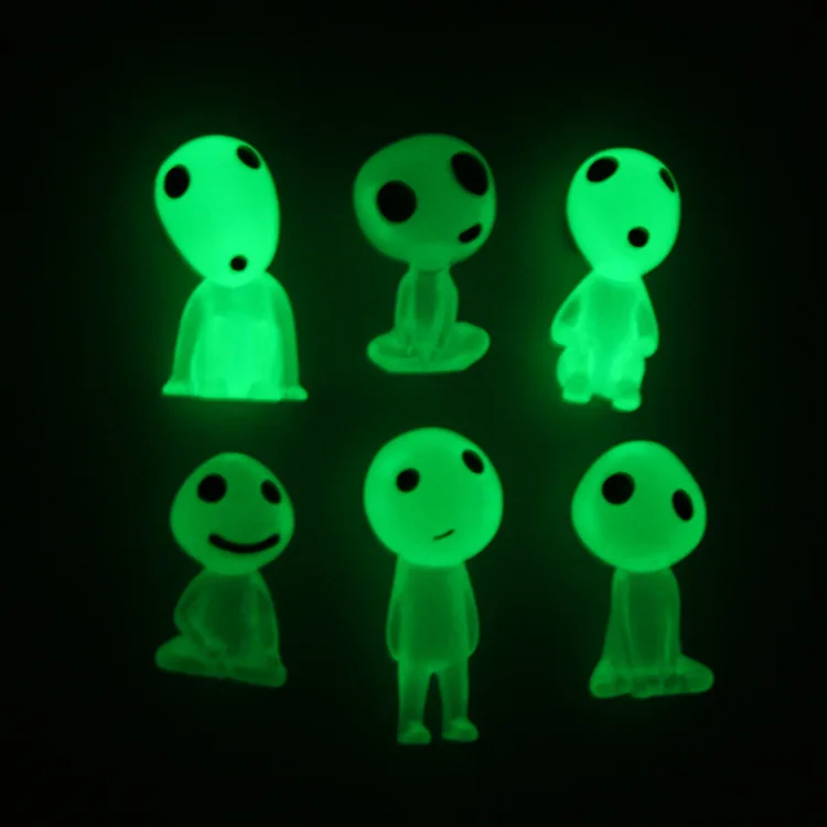 

5pcs /set Hayao Miyazaki Princess Mononoke Luminous Tree Elves Spirit Kodama Gardening Potted Fluorescent PVC Action Figure Toy