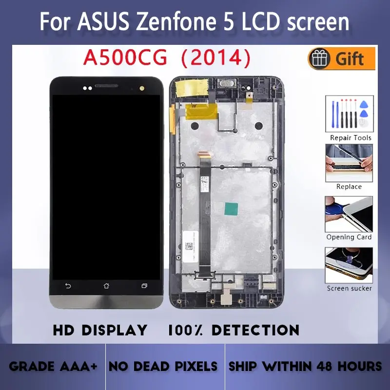 

5.0" Display For ASUS Zenfone 5 LCD Touch Screen with Frame For Zenfone 5 Display T00J A500KL A500CG A501CG T00P Digitizer