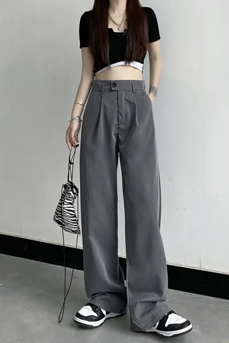 

Summer casual mop pants female ins thin slim straight wide-leg pants high waist loose suit pants pants tide