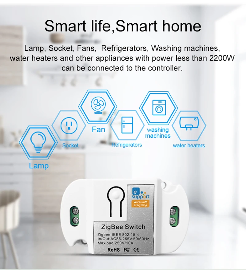 New Smart Wireless Remote Switch Socket Home Automation Control Relay Zigbee Switch/alexa /Smart Things APP | Электроника