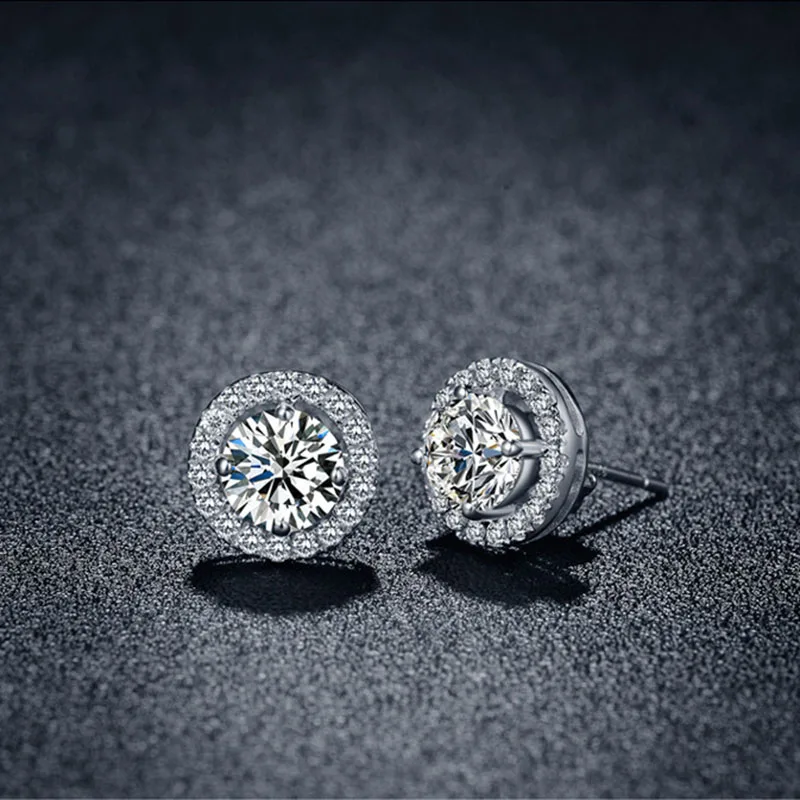 

Fashion Cubic Zirconia Crystal Earrings, High Quality Hollow Round Stud Earrings for Women, Wedding Party Jewelry