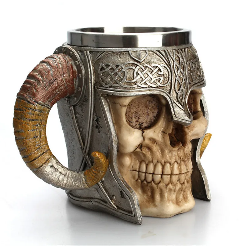 Хэллоуин Бар ликер из нержавеющей стали чашки викинга Ram рогатый питовер воин