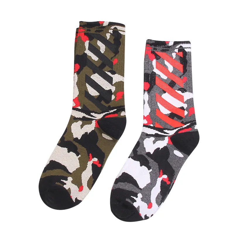 Новые мужские носки камуфляжные хлопковые дышащие спортивные скейтборды