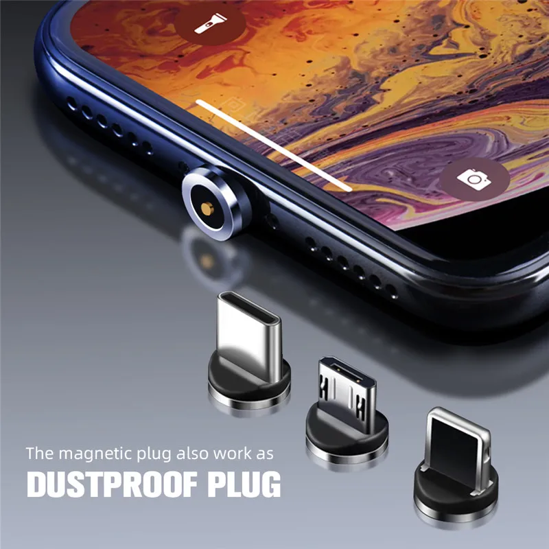 Магнитный светодиодный кабель Micro usb Type C 1 м 2 зарядный usb-кабель для iPhone X 7 8 XS Max XR