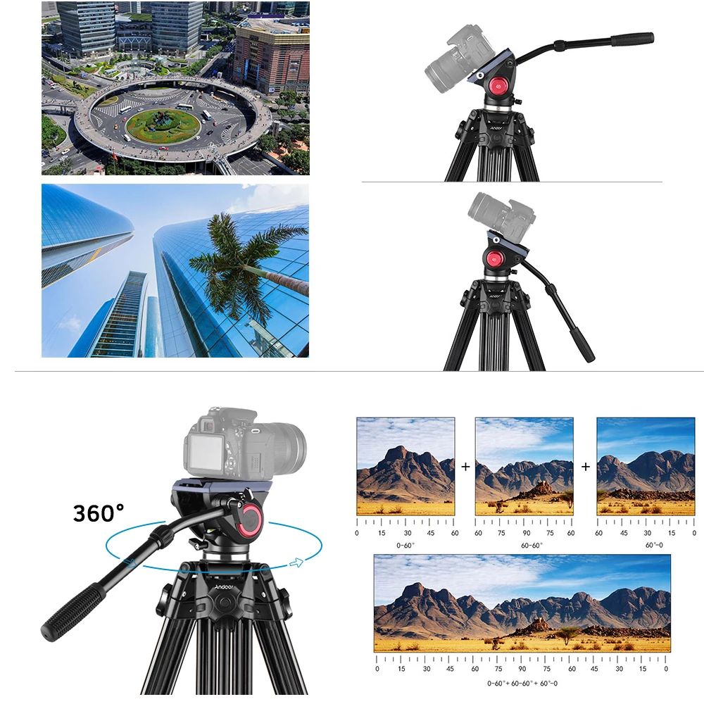 Профессиональный штатив Andoer для камеры из алюминиевого сплава панорамная