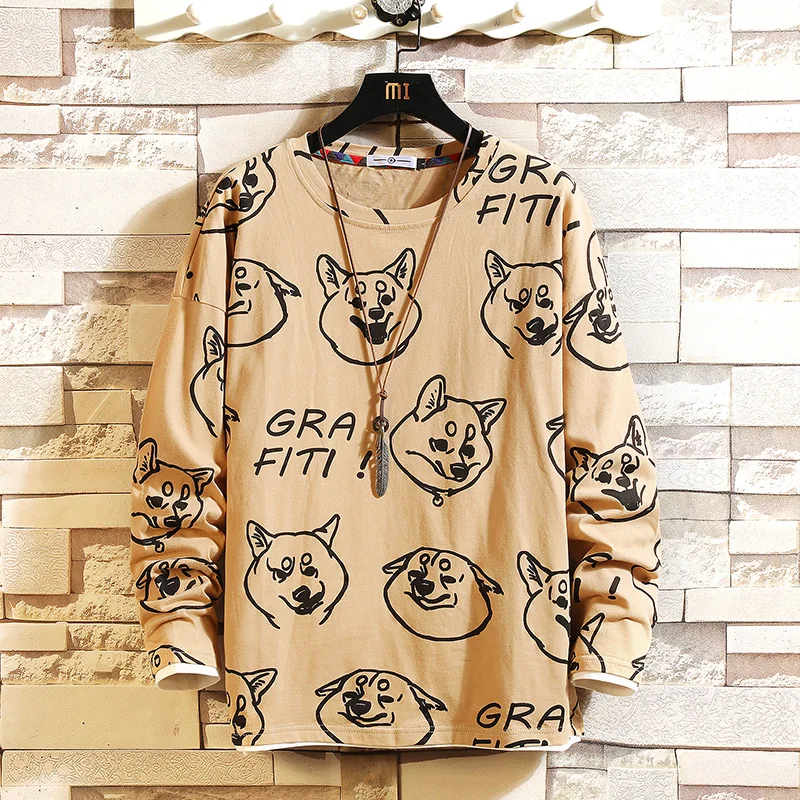 

2021 Autumn Spring Fashion Oversiz Fake Two Pieces Tshirt Men's Long Sleeve Casual O Neck T-Shirt For Man TOP TEES