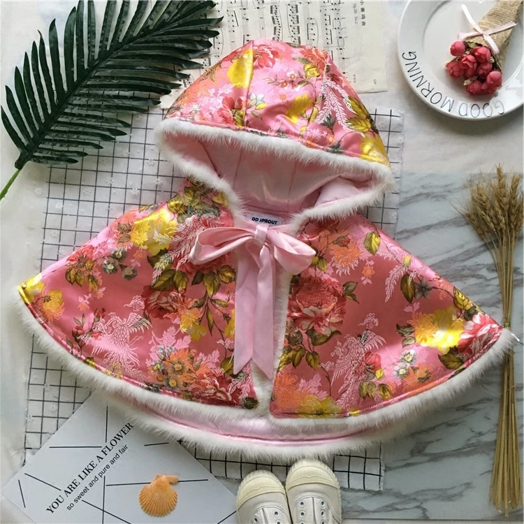 

Tonytaobaby Winter New Baby Girl Embroidered Girls' Shawl Cape Girls Coat