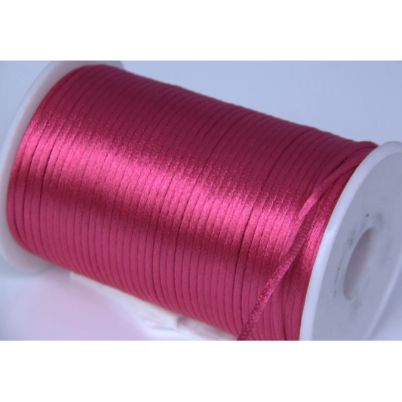 10 ярдов розово-красный 2 мм погремушка сатиновый шнур макраме бисероплетение