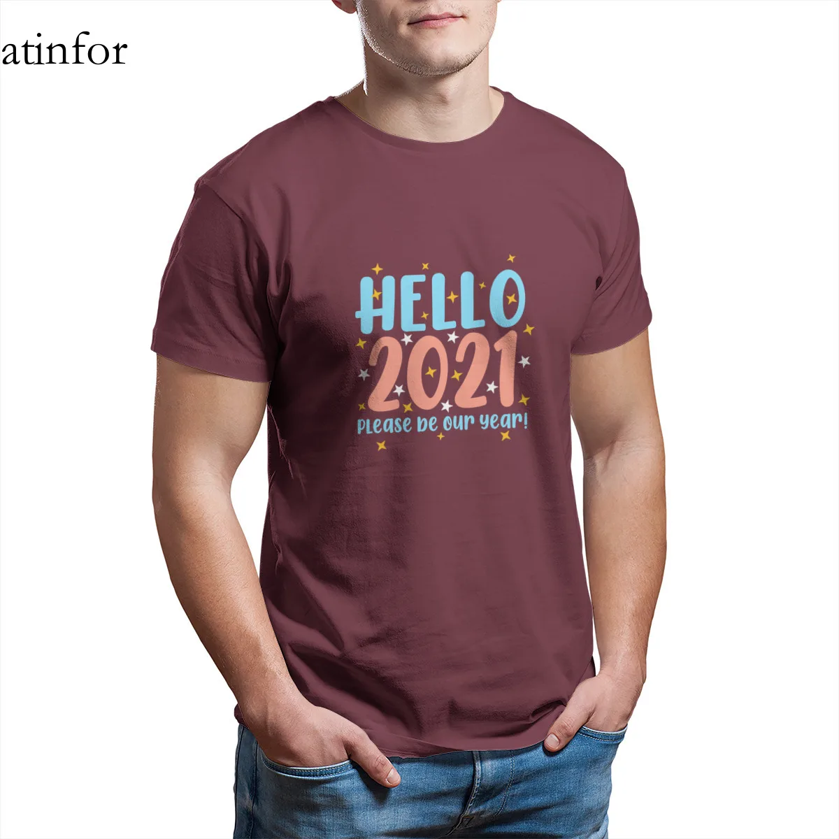 

Goodbye Welcome with Hope new years T-Shirt Funny Couples Matching Punk Kawaii Round Collar Mens Clothes 20460