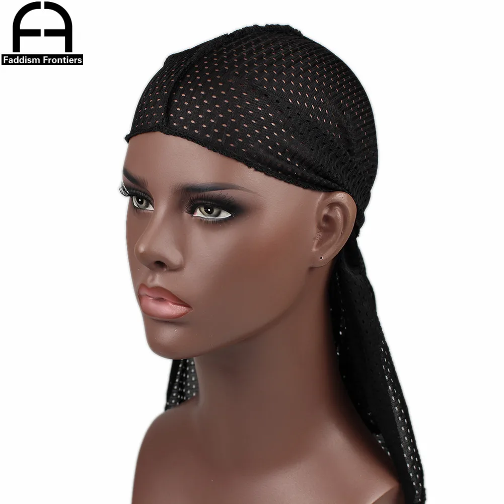 Сетчатые дышащие мужские банданы Durag с длинным хвостом летние волнистые для