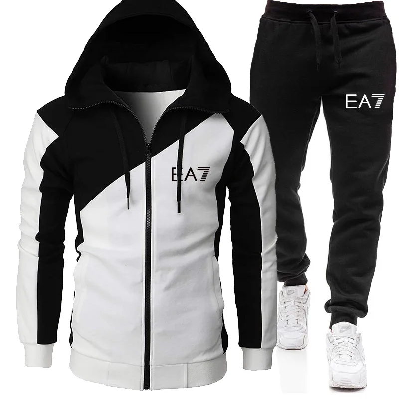 

Autumn and winter new cardigan sportswear 2-piece running sports plus size sweatshirt suit printed zipper hoodie + sweatpants