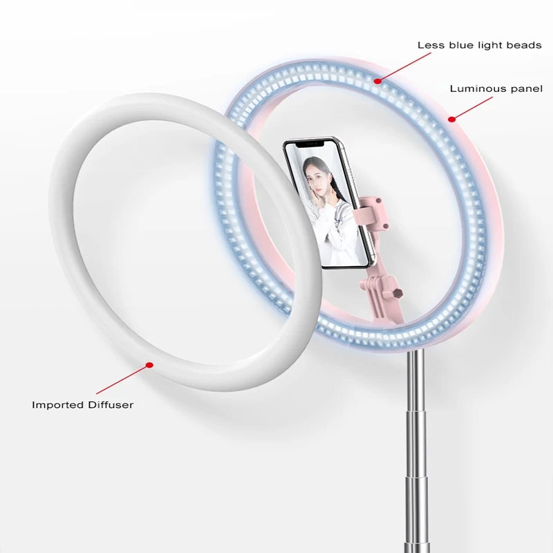 MAMEN 10-дюймовый селфи кольцевой светильник светодиодный с регулируемой яркостью