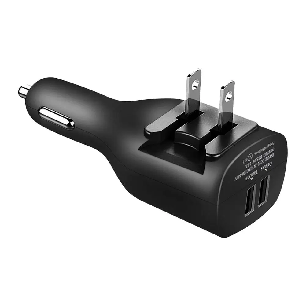 

Car Wall Charger Dual USB Port 1 for 2 Portable Charger with Foldable Plug for Travel Home 2.1A Car Interior Accessories