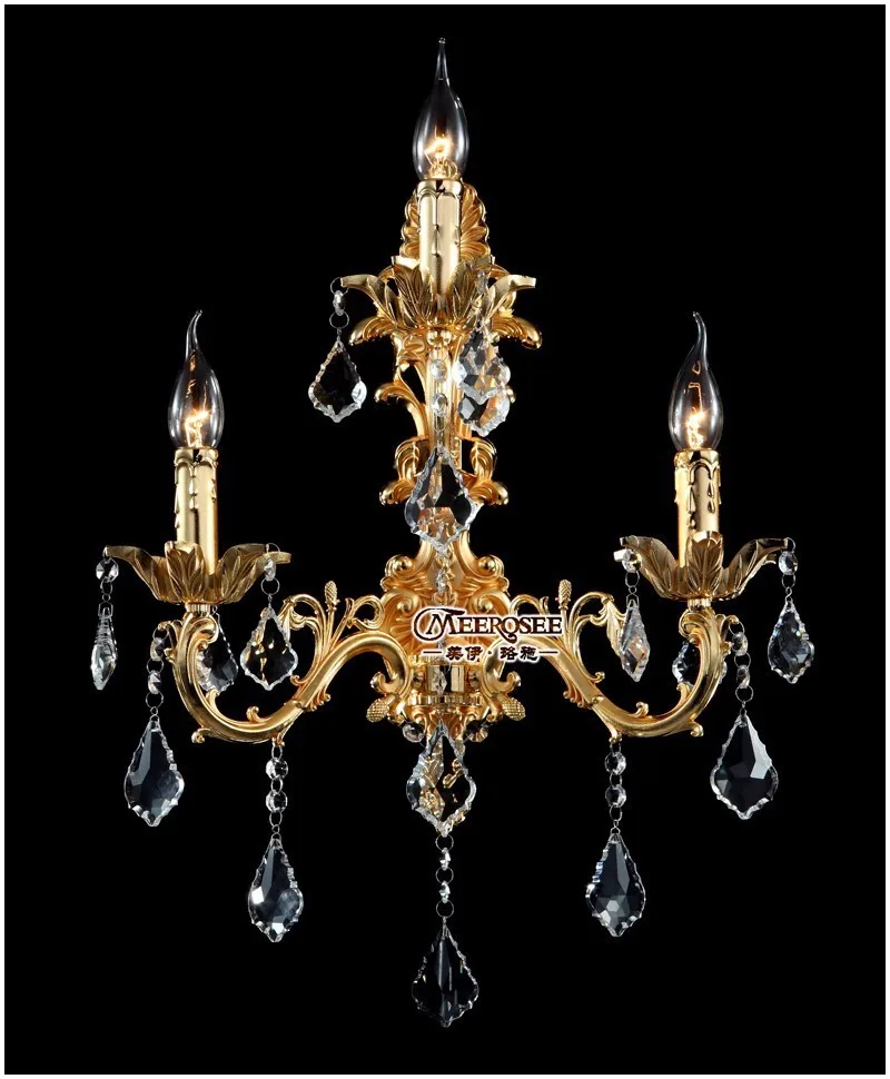 100% гарантия 3 светильника Хрустальный настенный светильник латунь цвет