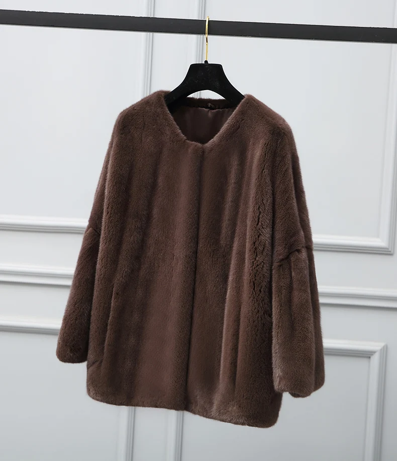 2020 inverno nova todo vison casaco de pele das mulheres curto moda Vestido simples em do pescoolo fino vi | Женская одежда