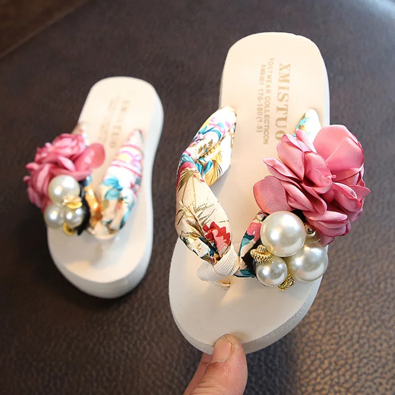 New Summer Women Non-slip Children's Flip-flops Girls Fashion Beach Shoes Pinch Sandals Female Flowers Slippers Wear Size 25-42