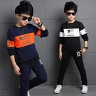 Спортивный костюм для мальчиков из 2 предметов, хлопковая Вельветовая футболка и штаны, на возраст 12-14 лет, осень-весна 2022