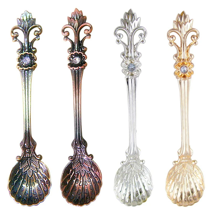 

Iris Retro Coffee Spoon Ice Cream Dessert Spoon Arabic Style Zinc Alloy Coffee Tea Mixing Spoon Kitchen Gadgets Tableware
