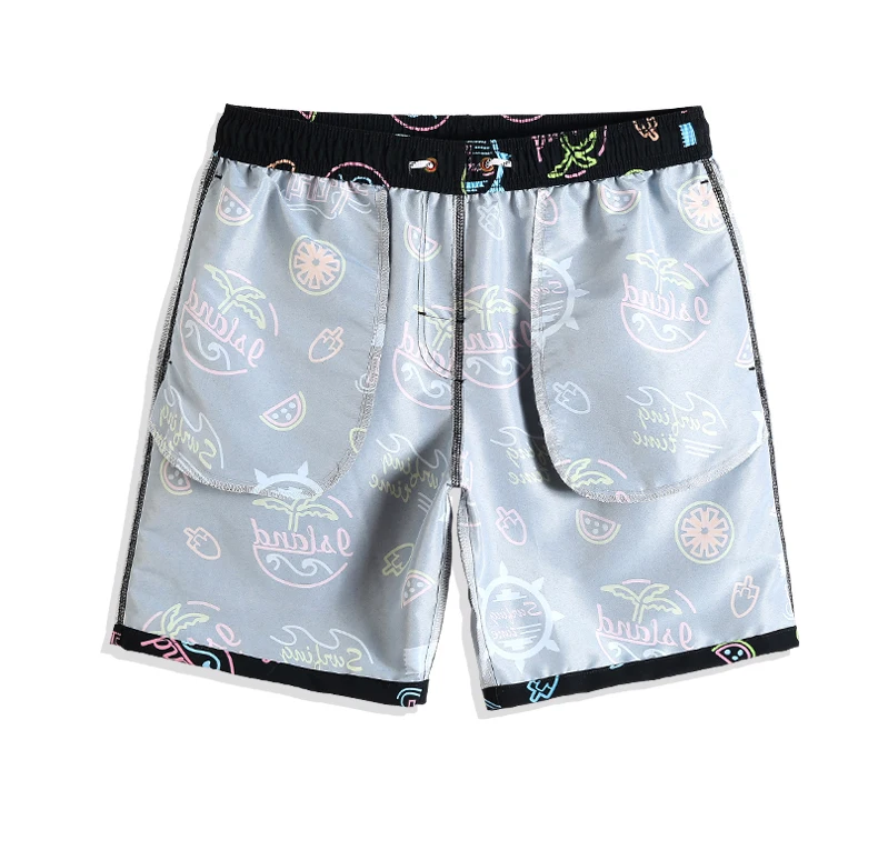 QIKE New Beach shorts Swimsuit Quick dry surfing Floral Joggers Solid Printed Hawaiian bermudas plus size briefs mesh