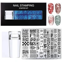8pcs nail stamping plates flower plant leaves templates with stamper scraper image plates diy nail art manicure tool best gift