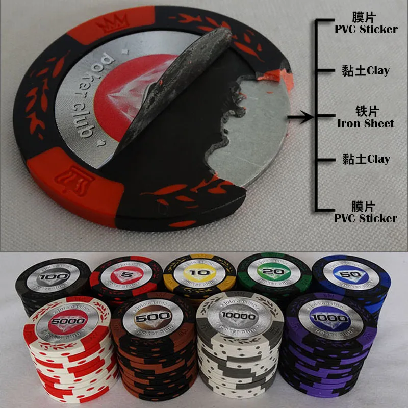 10pcs/Lot Poker Chips Texas Holdɾm Game Token Wheat Style Blackjack Coin |