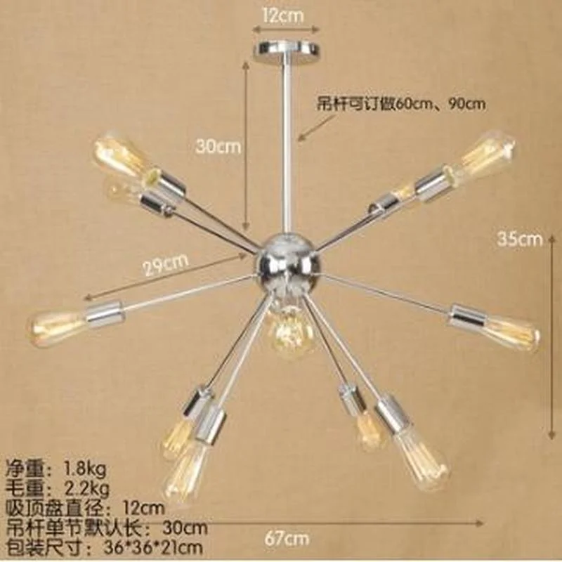 

Fast shipping European modern style golden satellite hanging pendant light lamp droplight gold iron pipe tube light pendant lamp