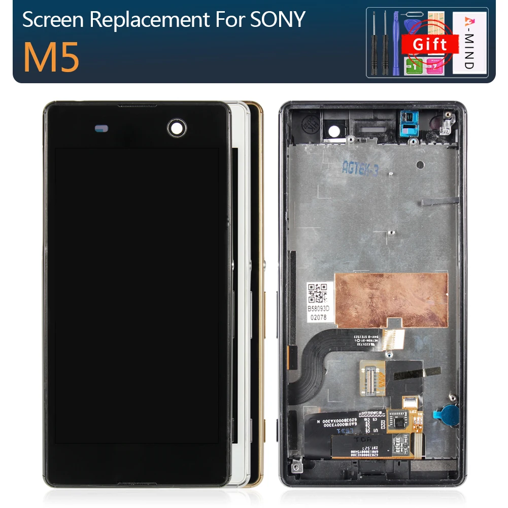 5 0 &quotОригинальный ips ЖК дисплей для Sony Xperia M5 сенсорный экран с рамкой двойной E5603
